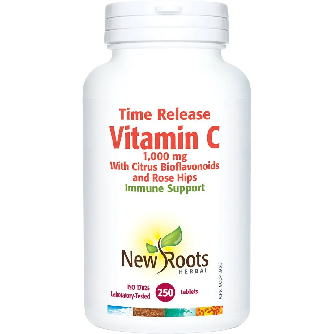 New Roots Time Release Vitamin C 1000 with Bioflavonoids & Rose Hips 250 Tablets