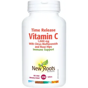 New Roots Time Release Vitamin C 1000 with Bioflavonoids & Rose Hips 250 Tablets