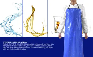 New Surblue Waterproof Anti-Corrosion Chemical Resistant Vinyl Apron! Great for Industrial Use, Dish washing, Lab Work, Butcher, Dog Grooming, Cleaning Fish (Blue)