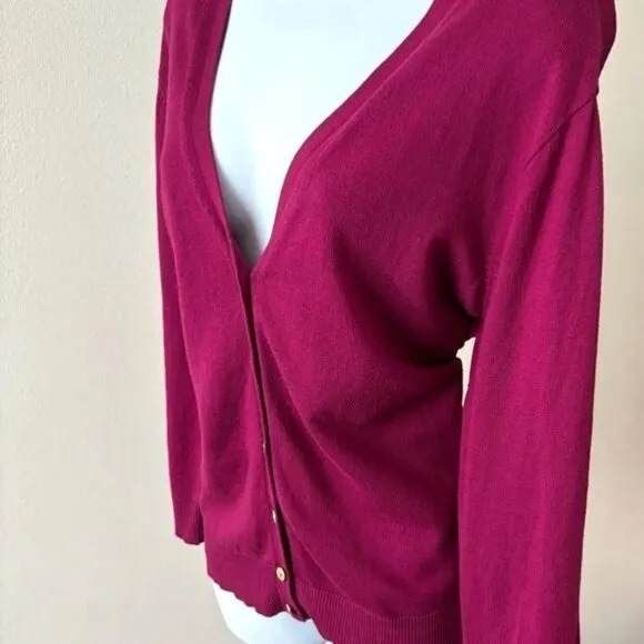 New York &amp; Company Cardigan XXL Red Dynamic Button Preppy Dark Academia Y2K Boho