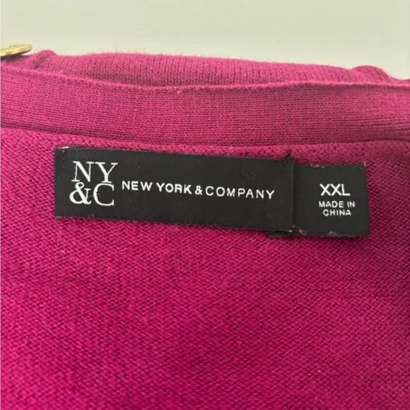 New York &amp; Company Cardigan XXL Red Dynamic Button Preppy Dark Academia Y2K Boho