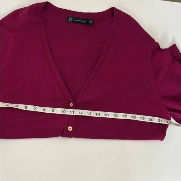 New York &amp; Company Cardigan XXL Red Dynamic Button Preppy Dark Academia Y2K Boho