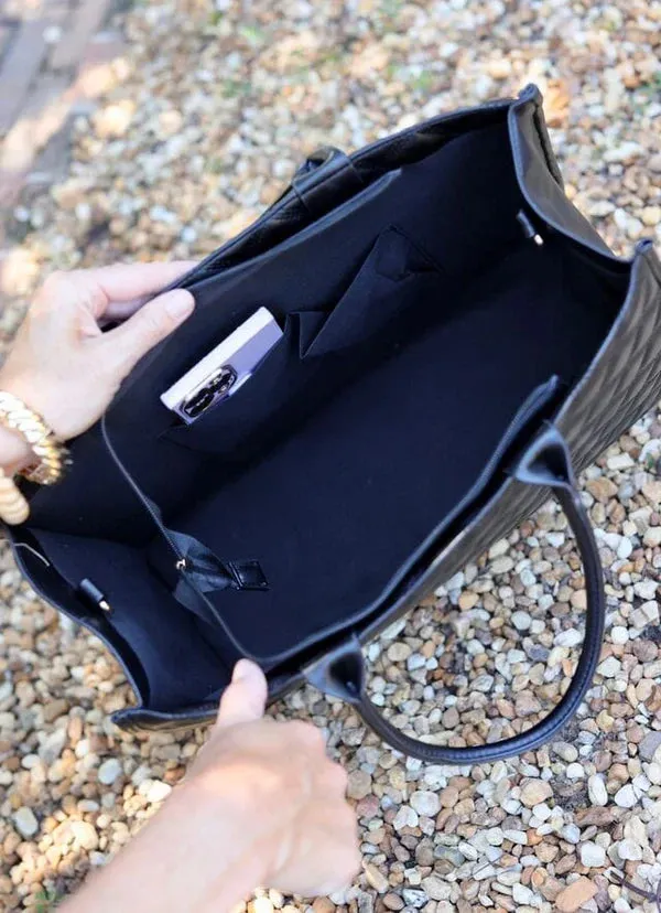 NIALL TOTE-BLACK QUILTED DQ