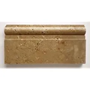 Noce Travertine Honed 6 X 12 Baseboard Trim Molding - Lot of 50 pcs.