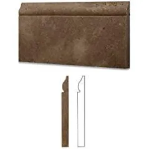 Noce Travertine Honed 6 X 12 Malibu Baseboard Trim Molding - Lot of 50 pcs.