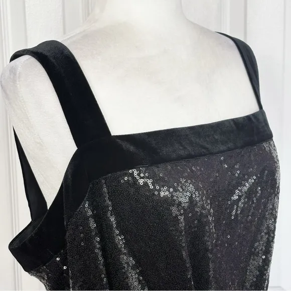 NWT Bar III Sparkly Sequin Black Velvet Mini Party Dress XL