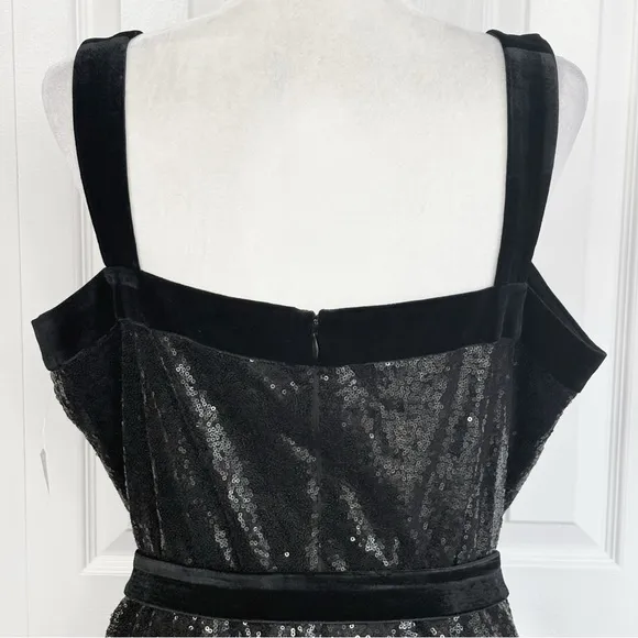 NWT Bar III Sparkly Sequin Black Velvet Mini Party Dress XL