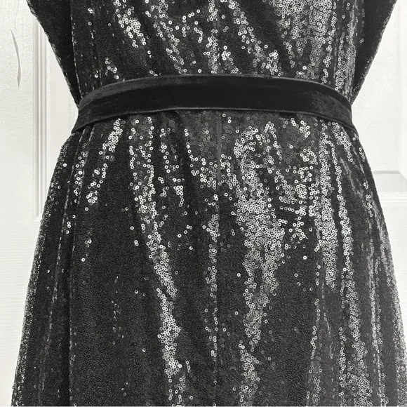 NWT Bar III Sparkly Sequin Black Velvet Mini Party Dress XL