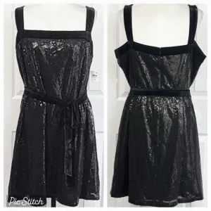 NWT Bar III Sparkly Sequin Black Velvet Mini Party Dress XL