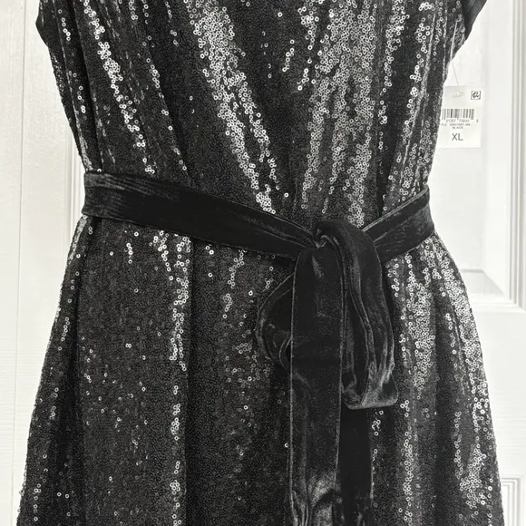 NWT Bar III Sparkly Sequin Black Velvet Mini Party Dress XL