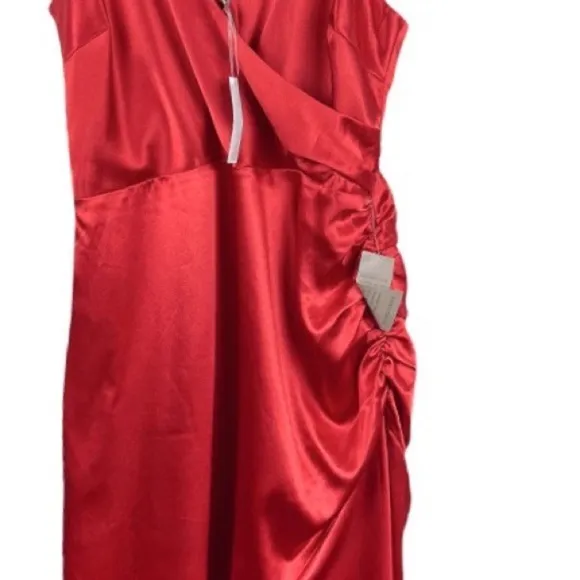 Nwt Chelsea28 Sleeveless Ruched Faux Wrap Silky Midi Dress Size XL