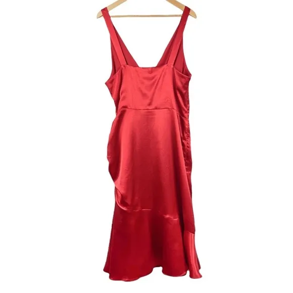 Nwt Chelsea28 Sleeveless Ruched Faux Wrap Silky Midi Dress Size XL