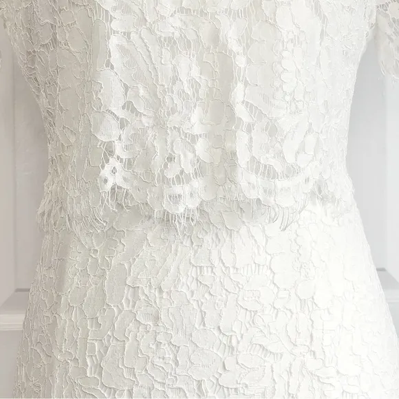 NWT Lulus White Lace Short Sleeve Sheath Devotion Dress S