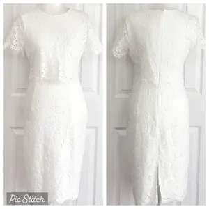 NWT Lulus White Lace Short Sleeve Sheath Devotion Dress S