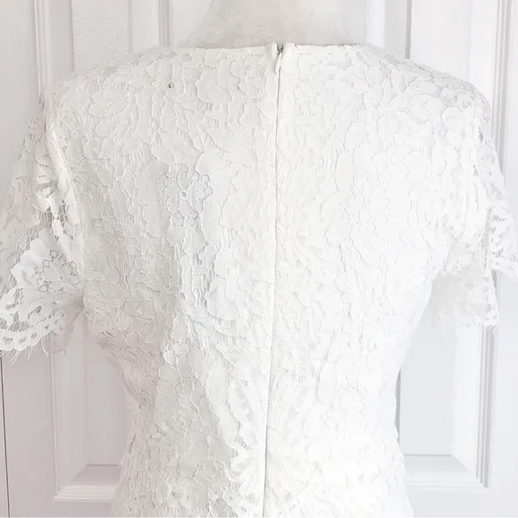 NWT Lulus White Lace Short Sleeve Sheath Devotion Dress S