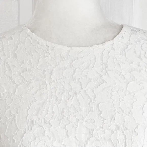 NWT Lulus White Lace Short Sleeve Sheath Devotion Dress S