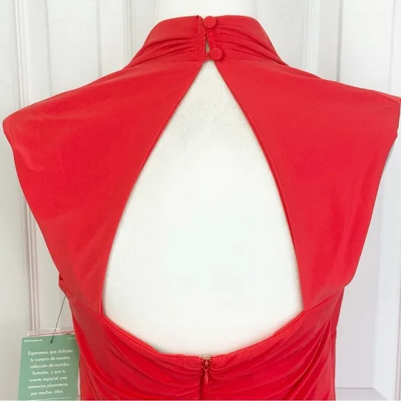 NWT Scarlett Formal Tangerine Orange Ruched Sheath Dress 12