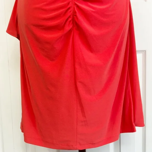 NWT Scarlett Formal Tangerine Orange Ruched Sheath Dress 12