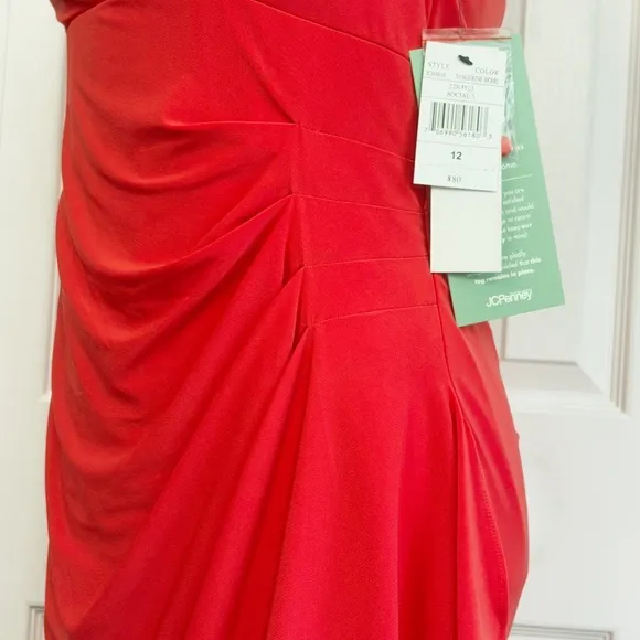 NWT Scarlett Formal Tangerine Orange Ruched Sheath Dress 12