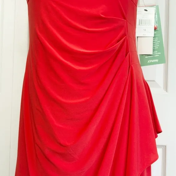 NWT Scarlett Formal Tangerine Orange Ruched Sheath Dress 12