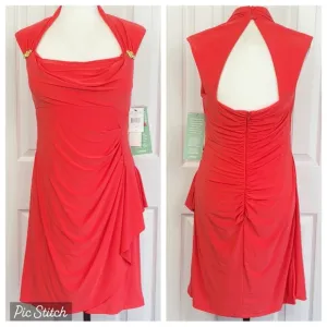 NWT Scarlett Formal Tangerine Orange Ruched Sheath Dress 12