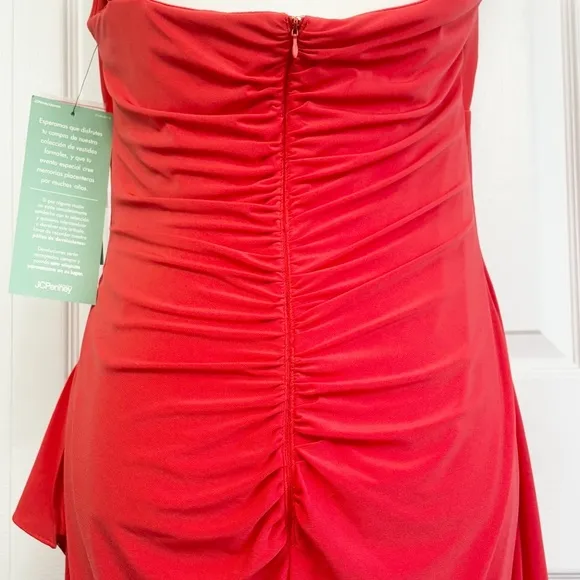 NWT Scarlett Formal Tangerine Orange Ruched Sheath Dress 12