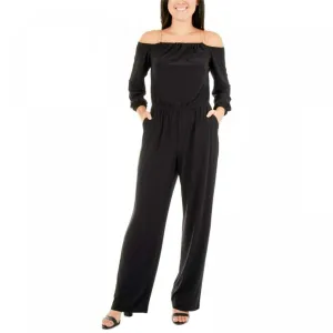 NY Collection Women's Cold-Shoulder Chain Jumpsuit