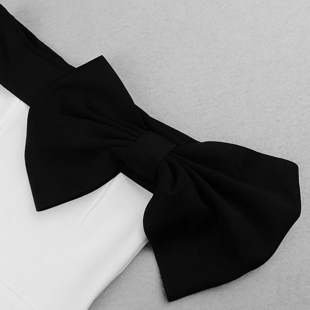 Off Shoulder Short Sleeve Bowknot Midi Bandage Dress PHD1718