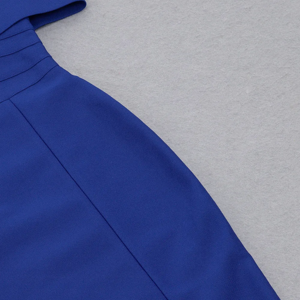 Off Shoulder Short Sleeve Midi Asymmetrical Bandage Dress
