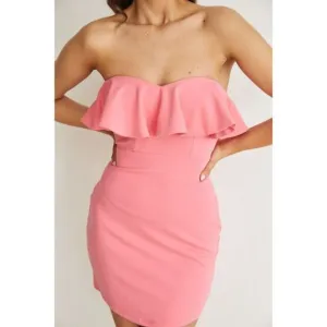 One and Only Collective Strapless Off the Shoulder Pink Mini Dress Size L NWT