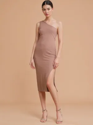One Shoulder Knit Bodycon Midi Dress