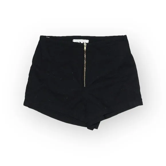 One Teaspoon ✌︎︎ High Waist Exposed Zip Front Lightweight Shorts ✌︎︎ Black XXS