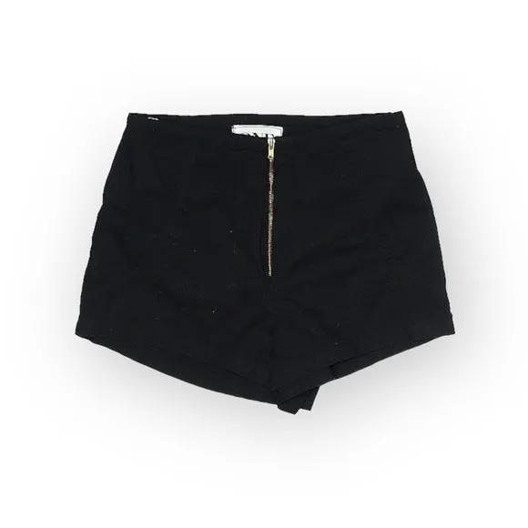 One Teaspoon ✌︎︎ High Waist Exposed Zip Front Lightweight Shorts ✌︎︎ Black XXS