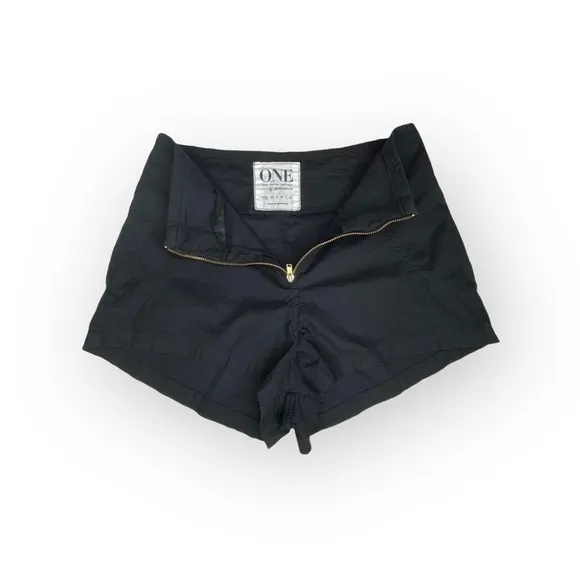 One Teaspoon ✌︎︎ High Waist Exposed Zip Front Lightweight Shorts ✌︎︎ Black XXS