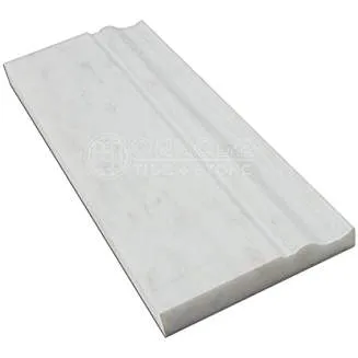 Oriental White (Eastern White) Marble Baseboard Trim Molding, Honed