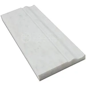 Oriental White (Eastern White) Marble Baseboard Trim Molding, Honed
