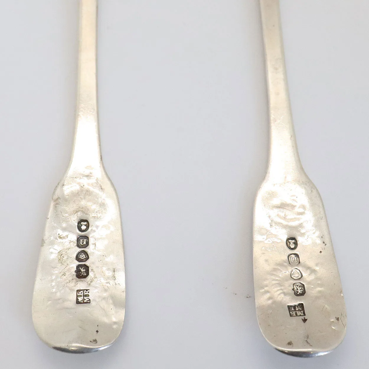 Pair English George IV M & M Emanuel Gilt Sterling Silver Berry Serving Spoons