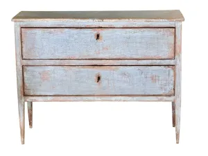 Pale Blue Polychrome Italian Commode, 19th Century