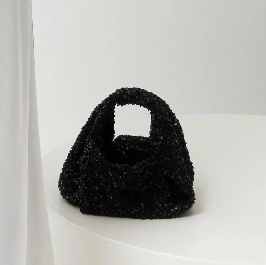 Parachute Bag - Black Sequin Silk
