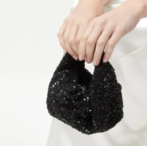 Parachute Bag - Black Sequin Silk