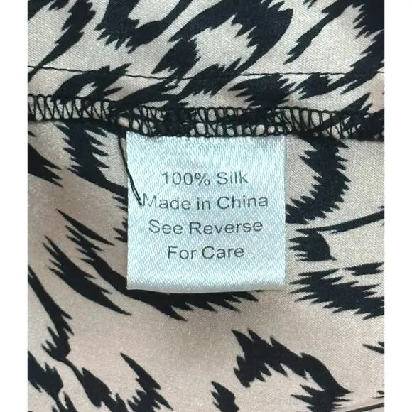 PARKER 100% Silk Cold Shoulder V-Neck Mini Dress Animal Print Banded Waist Pink