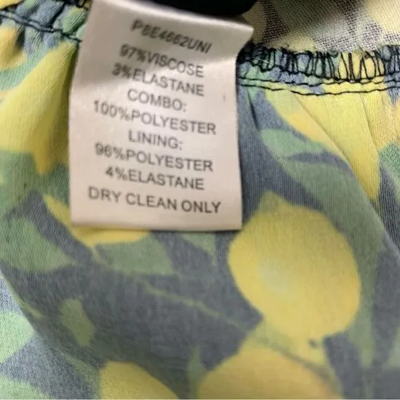 Parker Erica lemon print summer garden party spaghetti strap mini dress size 2