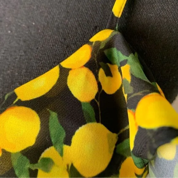 Parker Erica lemon print summer garden party spaghetti strap mini dress size 2