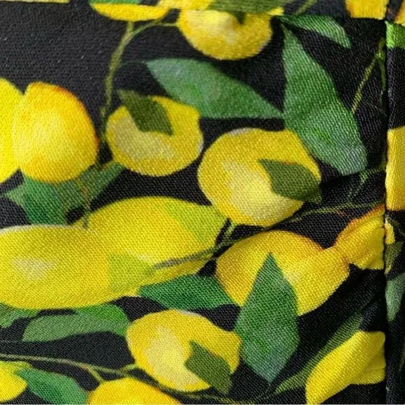 Parker Erica lemon print summer garden party spaghetti strap mini dress size 2