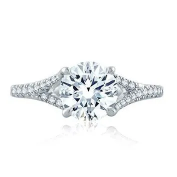 Pave Diamond Split Shank Engagement Ring