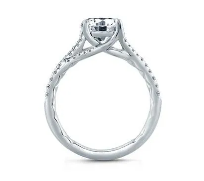 Pave Diamond Split Shank Engagement Ring