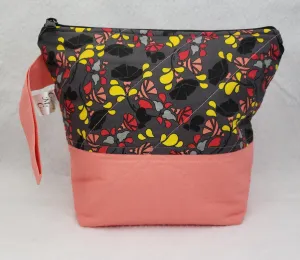 Peach with Black Flowers - Project Bag - Small