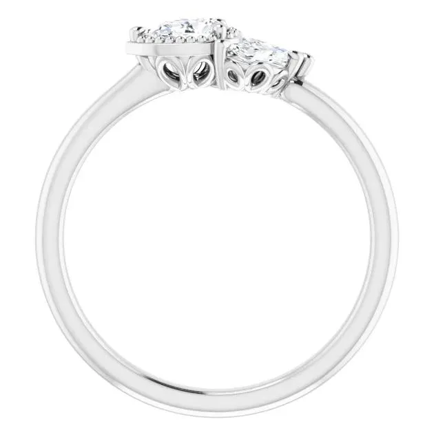 Pear Gemstone Milgrain with Marquise Lab-Grown Diamond Accent Ring