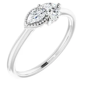 Pear Gemstone Milgrain with Marquise Lab-Grown Diamond Accent Ring