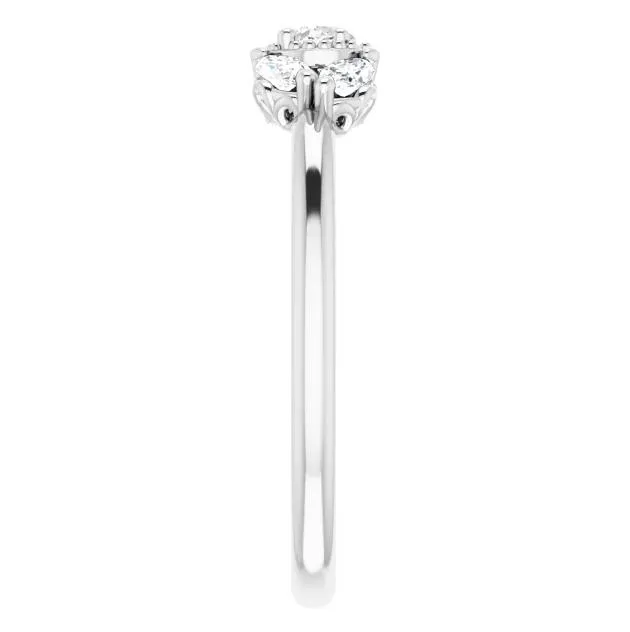 Pear Gemstone Milgrain with Marquise Lab-Grown Diamond Accent Ring